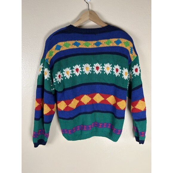 American Eagle Vintage S Sweater Cardigan Fair Isle Nordic Funky Prairie 90s - Picture 2 of 3